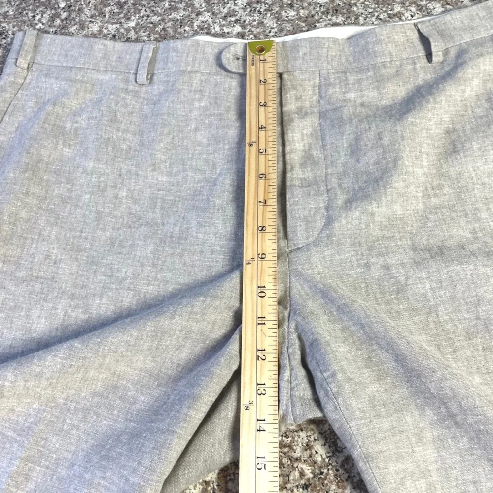 Joseph Abboud Mens 46x30 Gray Linen Cotton Slim Fit Dress Pants JOE Slub Pants